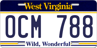 WV license plate OCM788
