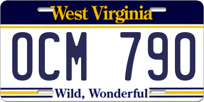 WV license plate OCM790