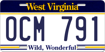 WV license plate OCM791