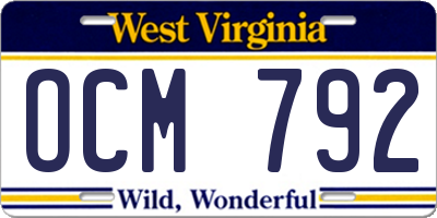 WV license plate OCM792