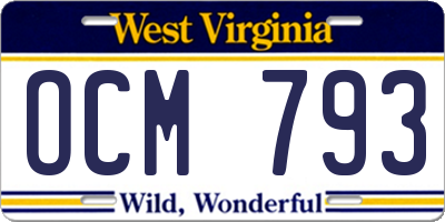 WV license plate OCM793