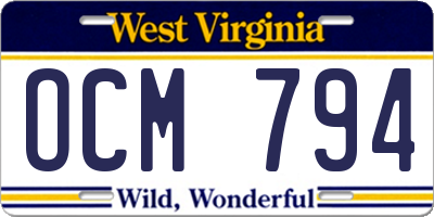 WV license plate OCM794