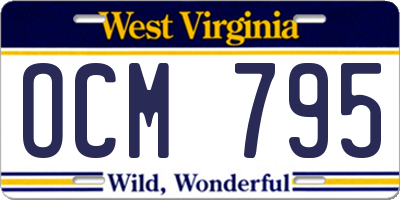 WV license plate OCM795