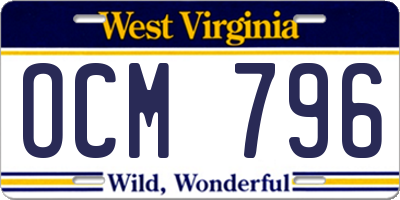WV license plate OCM796