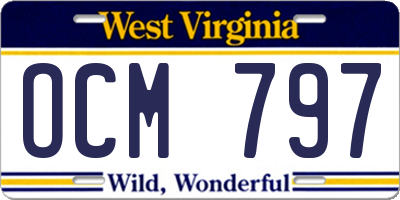 WV license plate OCM797