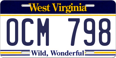 WV license plate OCM798