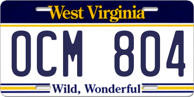 WV license plate OCM804