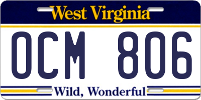 WV license plate OCM806