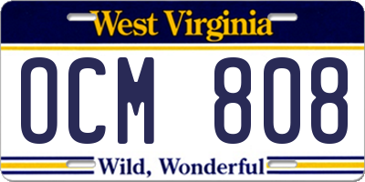 WV license plate OCM808
