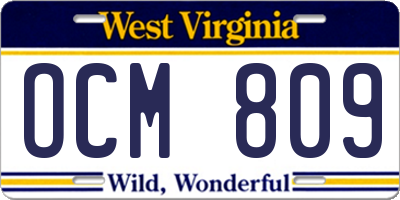 WV license plate OCM809