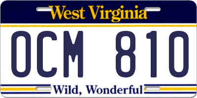 WV license plate OCM810