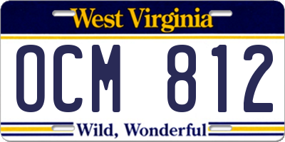WV license plate OCM812