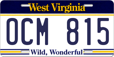 WV license plate OCM815