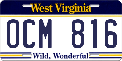 WV license plate OCM816