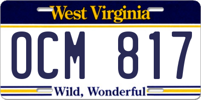 WV license plate OCM817