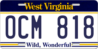 WV license plate OCM818
