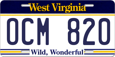 WV license plate OCM820