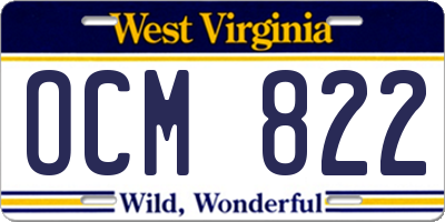 WV license plate OCM822