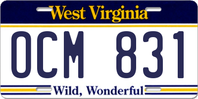 WV license plate OCM831