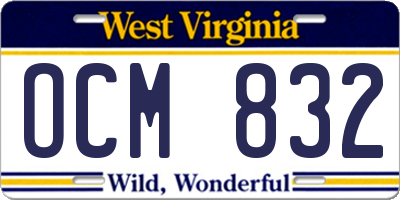 WV license plate OCM832