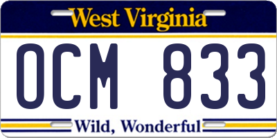WV license plate OCM833