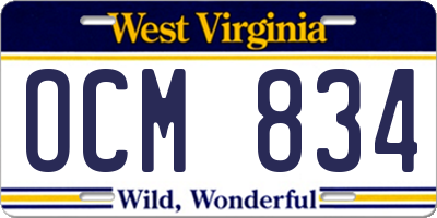 WV license plate OCM834