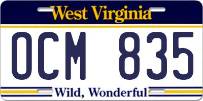 WV license plate OCM835