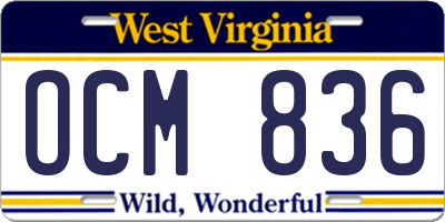 WV license plate OCM836
