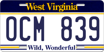 WV license plate OCM839