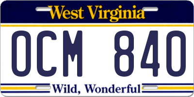 WV license plate OCM840