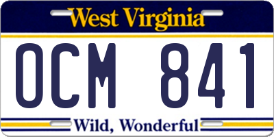 WV license plate OCM841