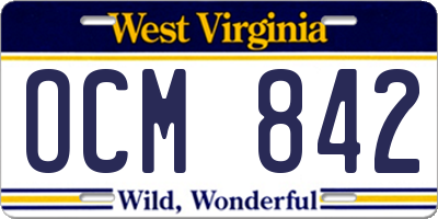 WV license plate OCM842