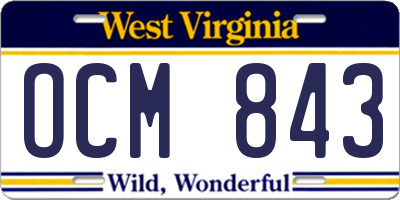 WV license plate OCM843