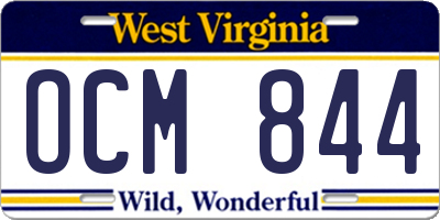 WV license plate OCM844