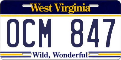 WV license plate OCM847