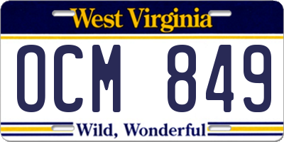 WV license plate OCM849