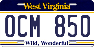 WV license plate OCM850