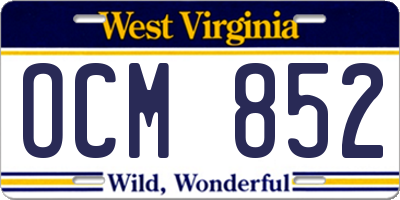 WV license plate OCM852