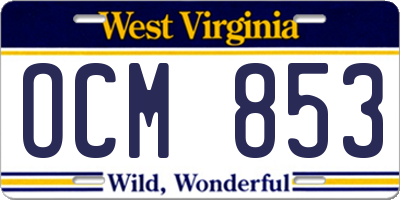 WV license plate OCM853