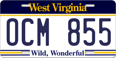 WV license plate OCM855