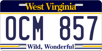 WV license plate OCM857