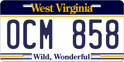 WV license plate OCM858