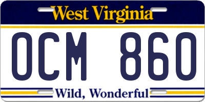 WV license plate OCM860