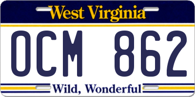 WV license plate OCM862