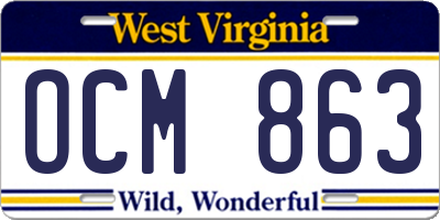 WV license plate OCM863