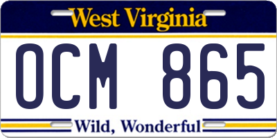 WV license plate OCM865