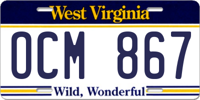 WV license plate OCM867