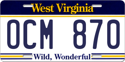 WV license plate OCM870