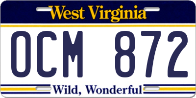 WV license plate OCM872