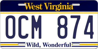 WV license plate OCM874
